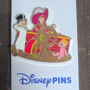 Disney Parks Peter Pan, John, Michael Darling Saluting Pirate Ship Pin - NEW